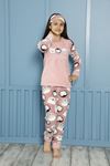 Kız Çocuk Pembe Desenli Kışlık Polar Pijama Takımı 6K-20112