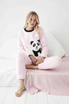 Kadın Kışlık Panda Baskılı Cepli Tam Peluş Takım  14K-4075