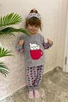 Çocuk Gri Desenli Kışlık Polar Pijama Takımı 5K-4502G