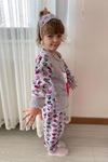 Çocuk Gri Desenli Kışlık Polar Pijama Takımı 5K-4502G