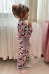 Çocuk Gri Desenli Kışlık Polar Pijama Takımı 5K-3037G