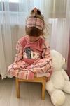 Çocuk Pembe Desenli Kışlık Polar Pijama Takımı 5K-4076
