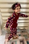Erkek Çocuk Bordo Desenli Kışlık Polar Pijama Takımı 5K-4501B