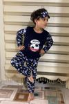 Erkek Çocuk Lacivert Desenli Kışlık Polar Pijama Takımı 5K-4501L