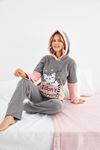 Kadın Desenli Kışlık Polar Pijama Takım 1D-4071