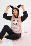 Kadın Desenli Kışlık Polar Pijama Takım 1D-4075