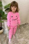 Kız Çocuk Pembe Kışlık Peluş Pijama Takımı 1P-4083