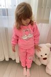 Kız Çocuk Pembe Kışlık Peluş Pijama Takımı 1P-4084