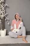 Kadın Gri Kışlık Cepli Tam Peluş Takım  17P-1041G