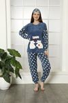 Kadın Desenli Kışlık Welsoft  Yumuşak Polar Pijama Takım 18F-14066