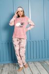 Kadın Desenli Kışlık Polar Pijama Takımı 7F-20073