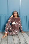 Kadın Desenli Kışlık Polar Pijama Takımı 7F-20073-1