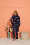 Kadın Lacivert Flamingo Desen Kışlık Polar Welsoft Pijama Takımı 18K-1852
