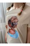 Kadın Sarı Taş İşlemeli Pamuklu T-Shirt 4C-5029