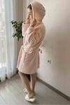 Kadın Soft Pudra Pembe Cepli Peluş Welsoft Kışlık Sabahlık 18P-6030
