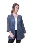 Kadın İnce Antrasit Gri Ajurlu Mevsimlik Triko Hırka 5D-6045