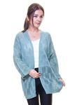Kadın İnce Mint Ajurlu Mevsimlik Triko Hırka 5D-6048