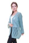 Kadın İnce Mint Ajurlu Mevsimlik Triko Hırka 5D-6048