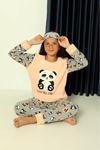 Çocuk Panda Desenli Kışlık Welsoft Polar Pijama Takımı 7E-8376