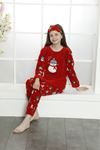 Çocuk Yeni Yıl Desenli Kışlık Welsoft Polar Pijama Takımı 7E-2350