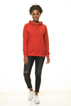 Kırmızı Kanguru Cep Kapüşonlu Boyfriend  Sweatshirt 4D-3100
