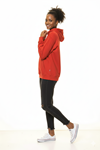 Kırmızı Kanguru Cep Kapüşonlu Boyfriend  Sweatshirt 4D-3100